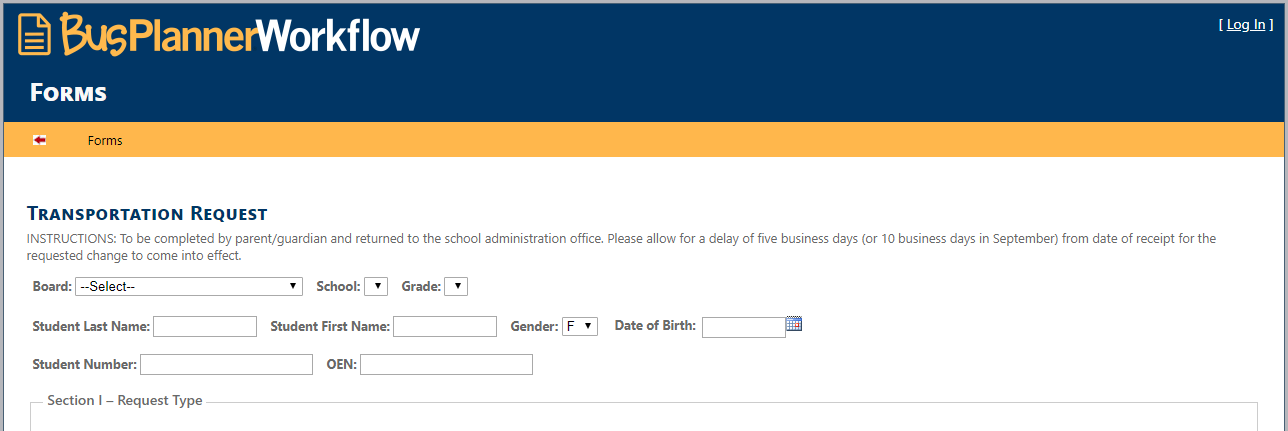 Parent Portal - Online Forms and Requests - Form