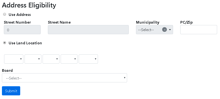 Address Eligiblity - Land Location